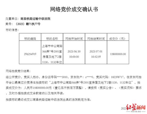 超34万元 平 经39轮激抢,上海知名豪宅1.58亿元成交,竞买人是他 很多男生可能认识